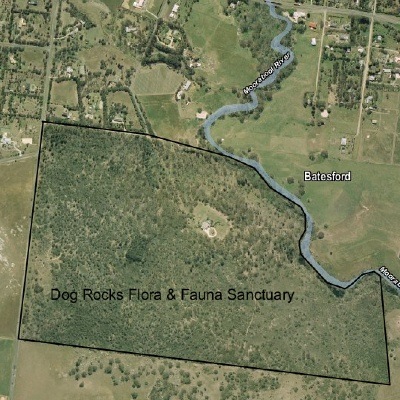 Aerial map of Dog Rocks Flora & Fauan Sanctuary
