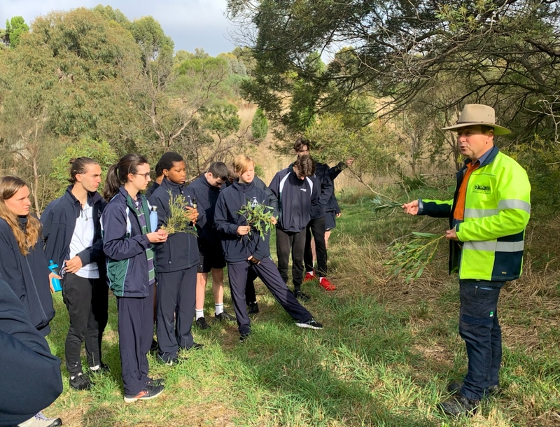 Covenant College students with Dale Smithyman in Red Gum Reserve